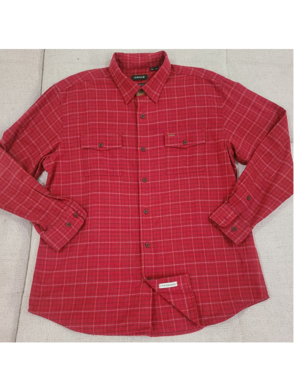 ORVIS Fairbanks Red Flannel Button Down Shirt Mens Sz XL Plaid Outdoors